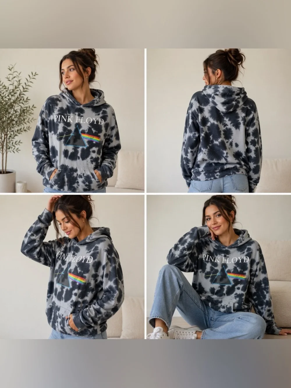 Pink Floyd Dark Side of the Moon Tie Dye Hoodie Band Tee Size M